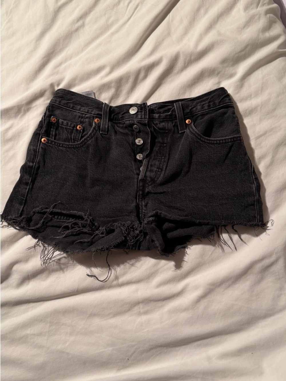 Levi’s Distressed High-Waist Denim Shorts